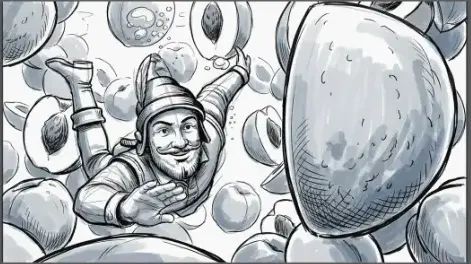 Peter Pilfer swimming through the peach dream