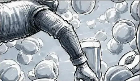 Peter Pilfer reaching toward the Pilfer pint